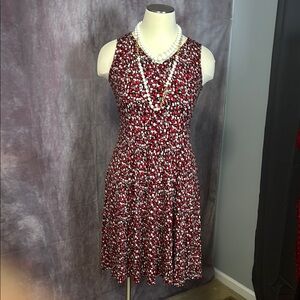 Julian Taylor Red Midi Wrap Dress with Halter Neckline and Fit and Flare Style